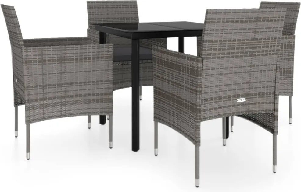 vidaXL Set de servit masa pentru grădină, 5 piese, gri și negru