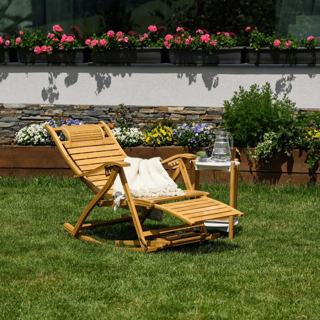 Scaun balansoar de grădină, poziţionabil, natural, bambus, FLOS