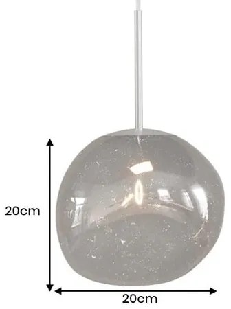 Lustra, Pendul modern cu glob sticla fumurie LIQUID DIAMOND 20cm