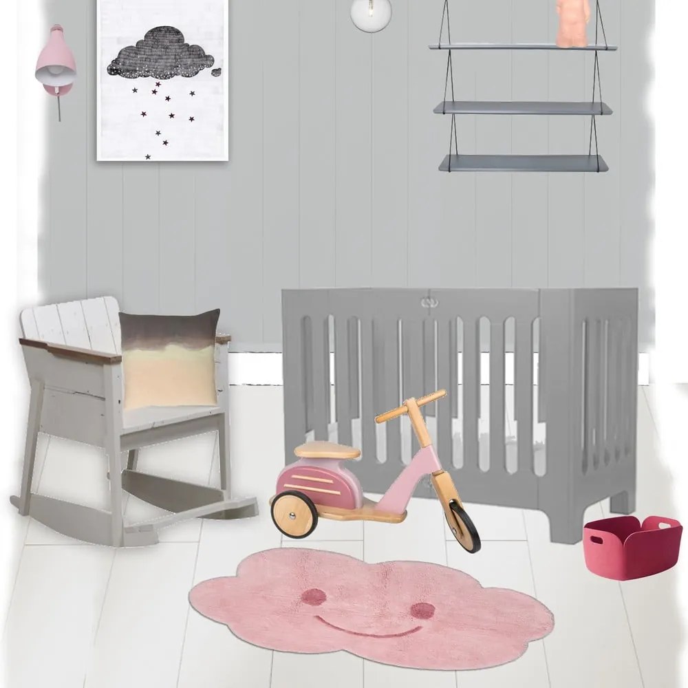 Covor pentru copii Nattiot Nimbus, 75 x 115 cm, roz