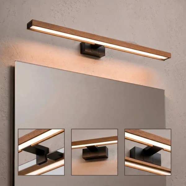 Brilagi-LED Iluminare pentru oglindă de baie 3 în 1 WOODY MIRROR LED/15W/230V 80 cm IP44 negru/stejar