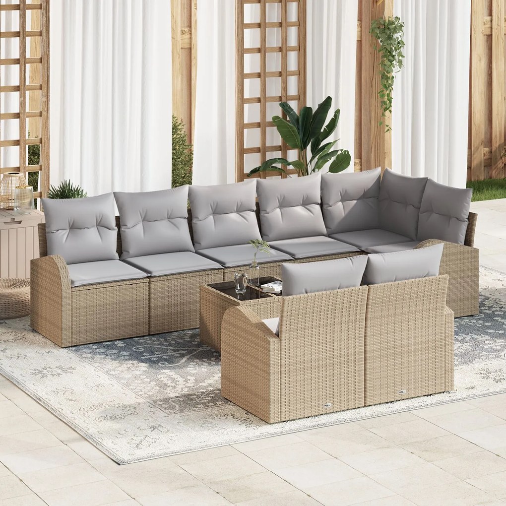 vidaXL Set de canapea pentru grădină Manual 9 pcs Bej 55 x 55 x 37 cm