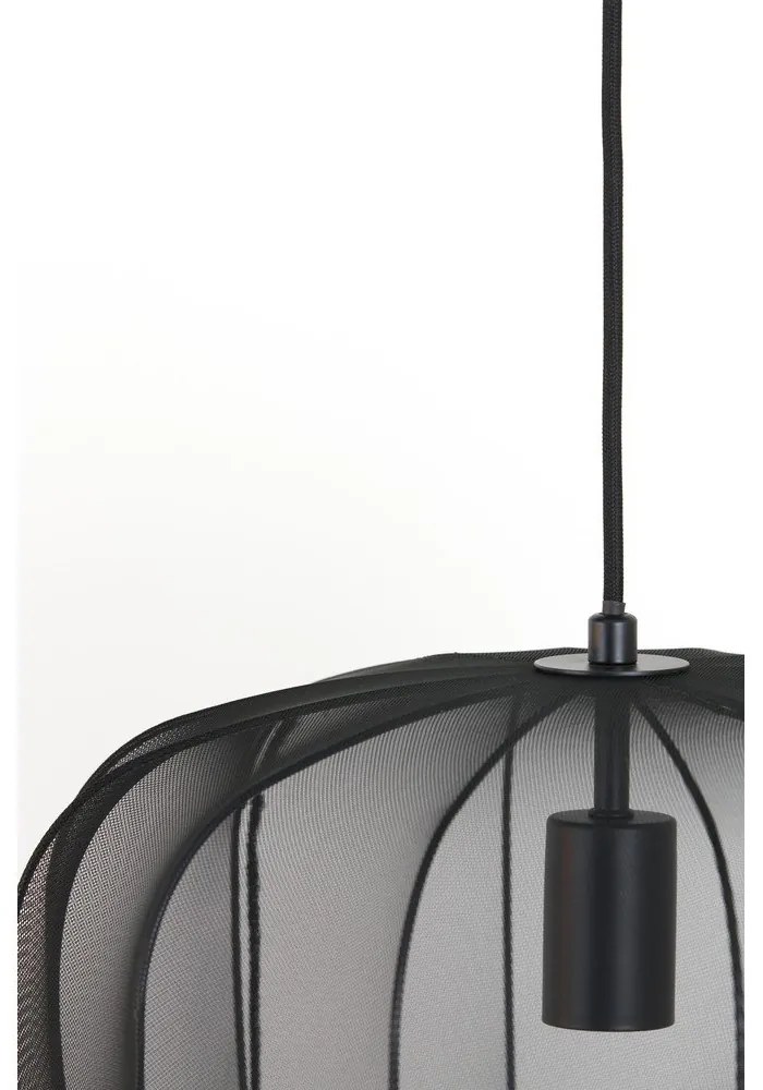 Lustră neagră cu abajur textil ø 40 cm Plumeria – Light &amp; Living