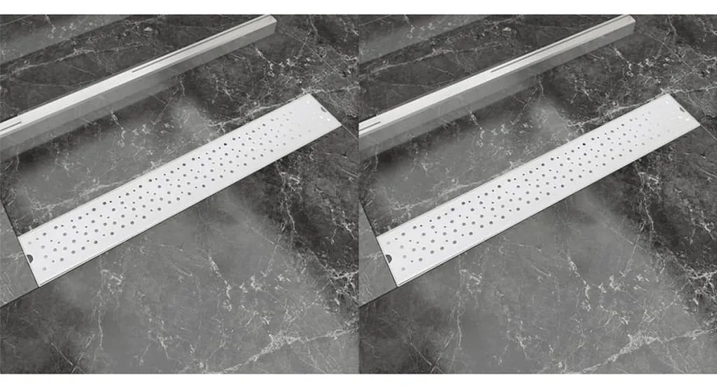 vidaXL Rigolă duș liniară, 2 buc., 730x140 mm, oțel inoxidabil, bule