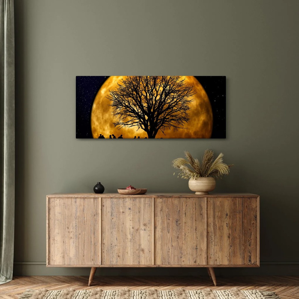 Tablou cu luna și siluete (120x50 cm)