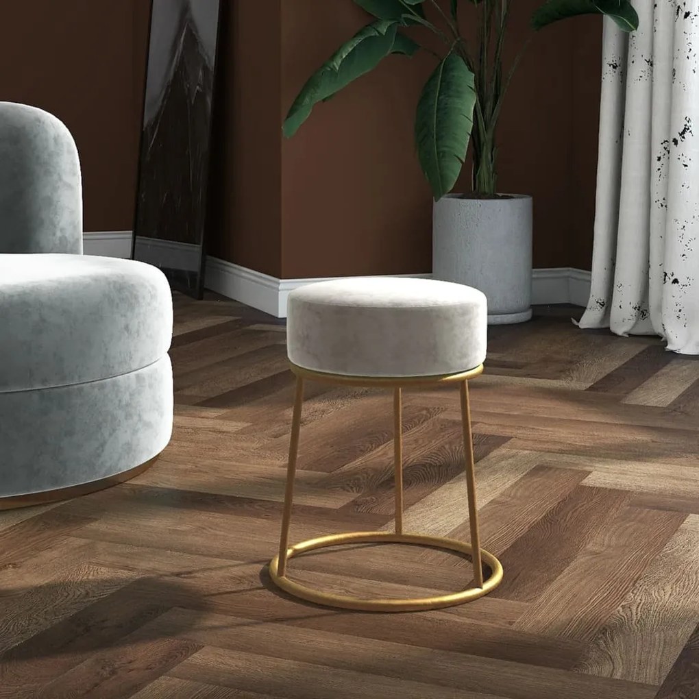 340255 vidaXL Taburet rotund, gri deschis, catifea