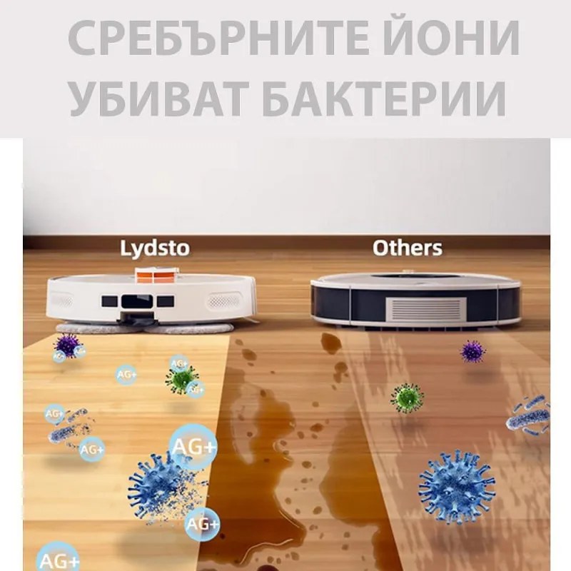 Robot aspirator Xiaomi Lydsto W2, 50W, 5000 Pa, 0.35 L, Statie autogolire, Wi-Fi, Sistem anti-cadere, Functie de programare, HEPA, Alb