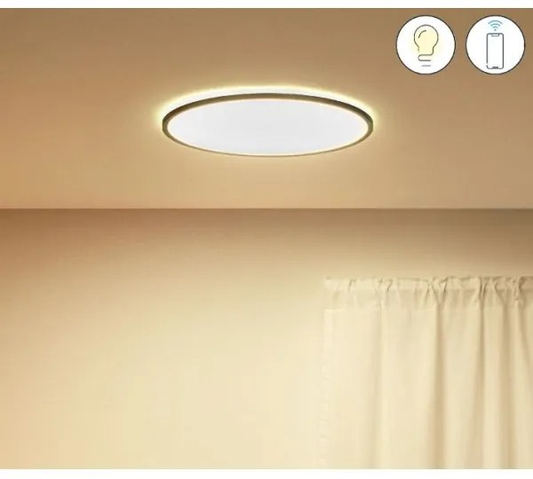 Plafonieră LED RGBW dimabilă SUPERSLIM LED/22W/230V Wi-Fi neagră WiZ