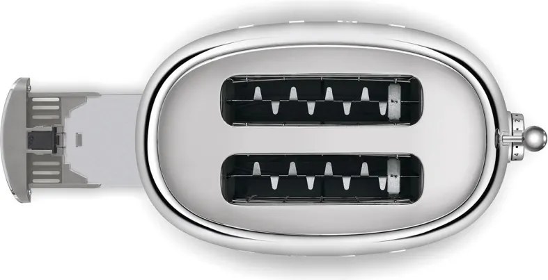 Prajitor de paine SMEG 50's Style TSF01SSEU, 950 W, 2 felii, 6 trepte, Tava pentru firimituri, Cablu integrat, Otel inoxidabil, Argintiu