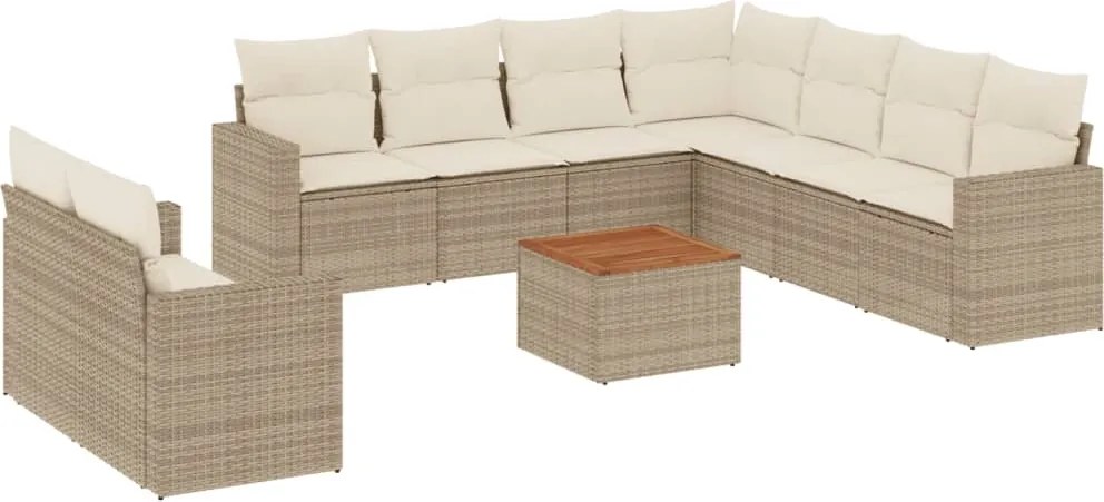 vidaXL Set canapele de grădină cu perne, 10 piese, bej, poliratan