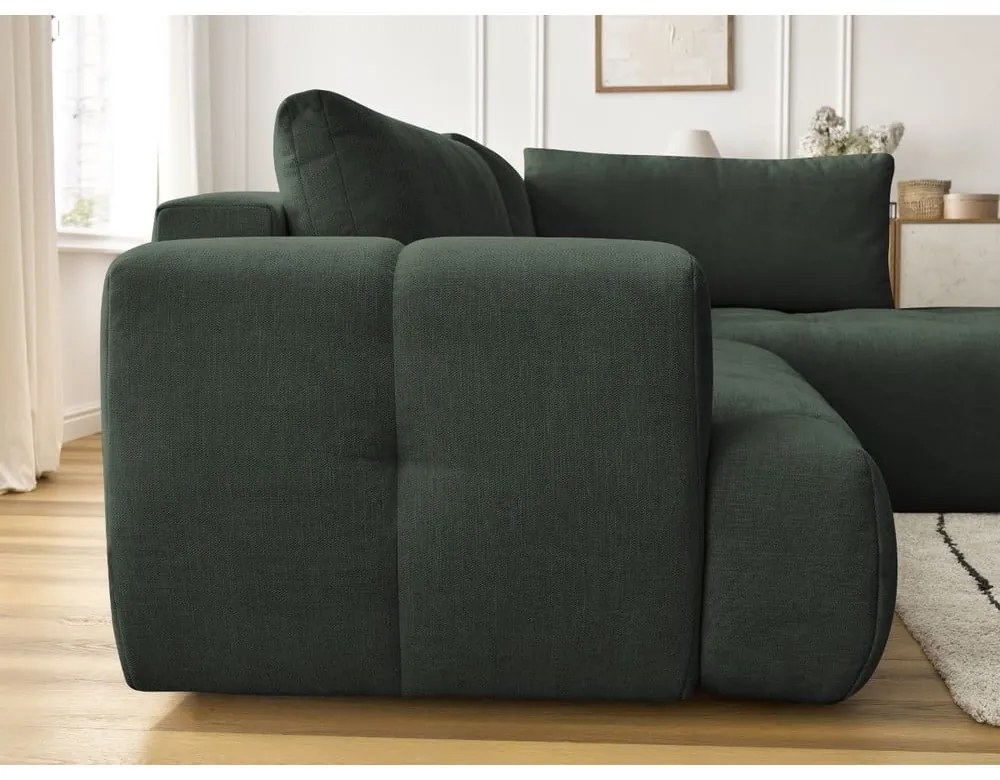 Colțar verde extensibil/cu spațiu de depozitare (cu colț pe partea dreaptă/în formă de ”L”) Fuji – Bobochic Paris