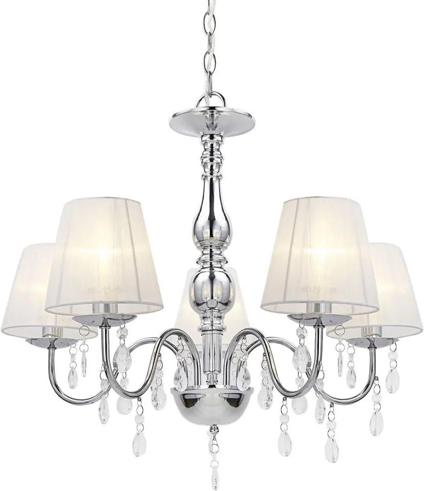 Lustra eleganta – lampa de plafon cu cinci brate – 5 x E14 - crom, alb