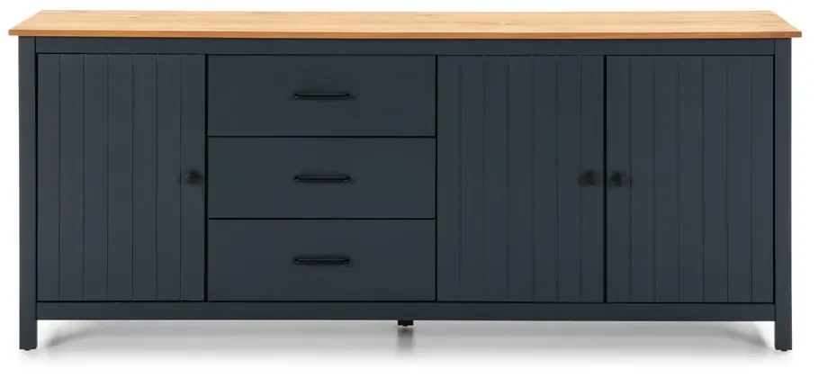 Comodă albastru-închis din lemn masiv de pin 190x80 cm Miranda – Marckeric