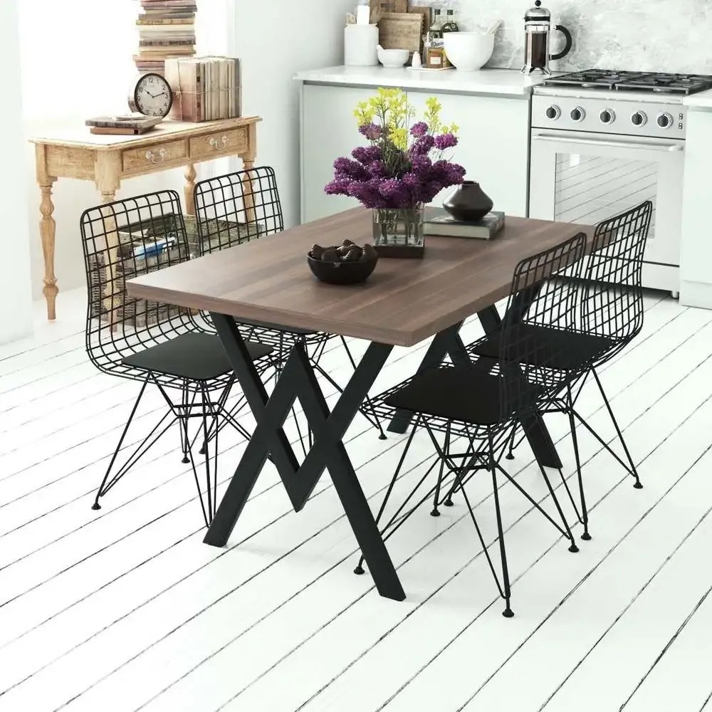 Masa bucatarie texturata, nuc-negru,120x80x75 cm, 30411