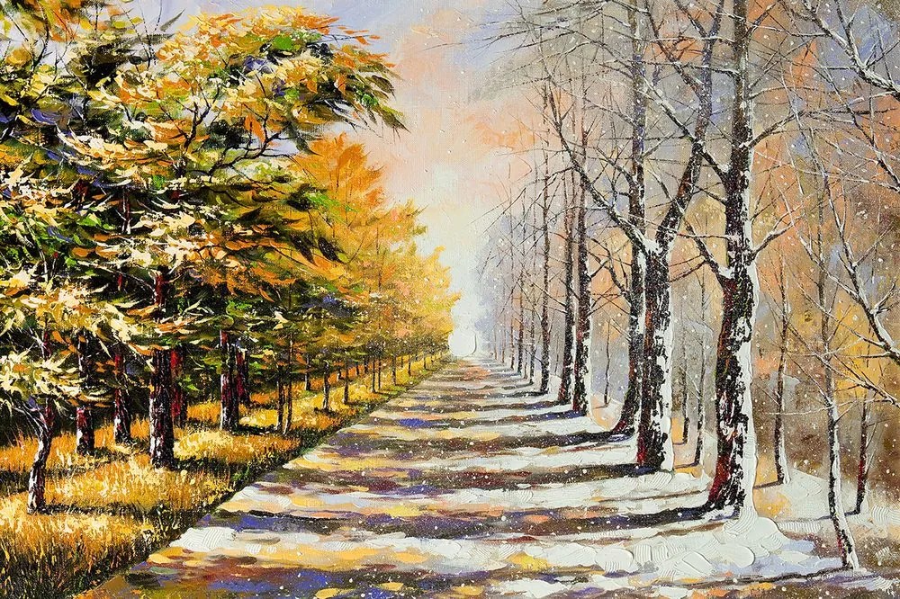 Tapet autoadeziv alee de toamnă cu arbori