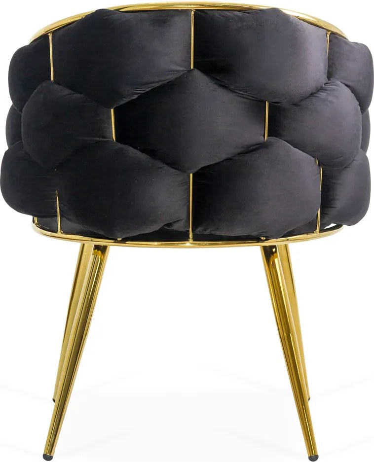 Scaun living negru din catifea cu picioare aurii BUC 251