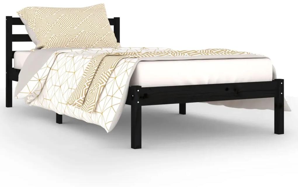810419 vidaXL Cadru de pat, negru, 90x200 cm, lemn masiv de pin
