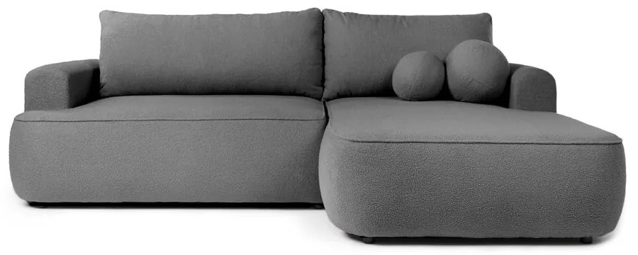 Colțar gri extensibil cu tapițerie din țesătură bouclé (cu colț pe partea dreaptă) Quinoa – Bonami Selection