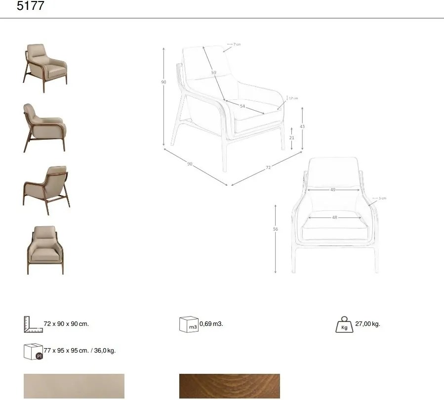 Fotoliu LUX design italian, Piele Naturala, Mink