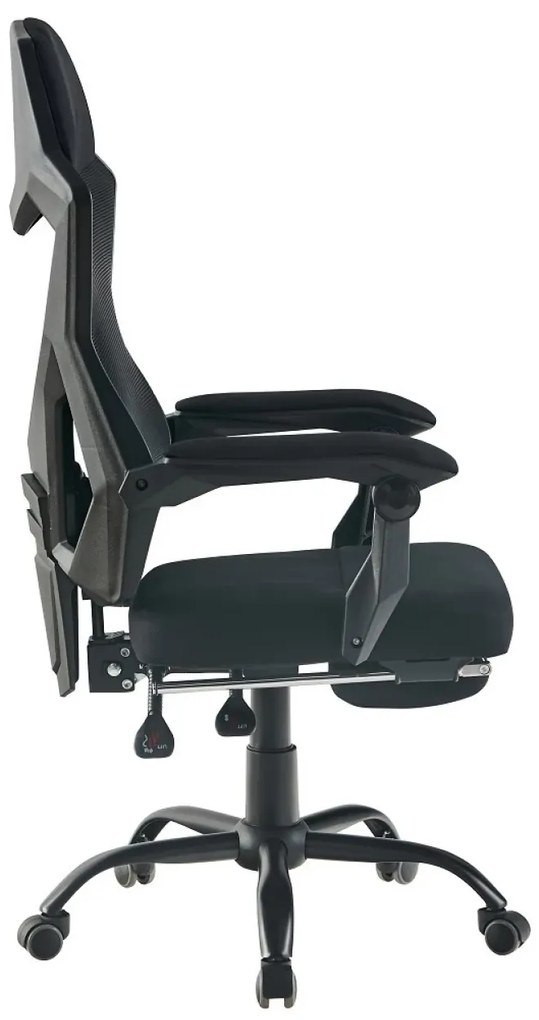 RESIGILAT-Scaun ergonomic, suport picioare, mesh si material textil, Negru