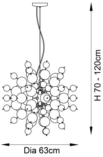 Endon 81583 - Lustră pe cablu JOULES 9xE14/7W/230V crom lucios/fumuriu