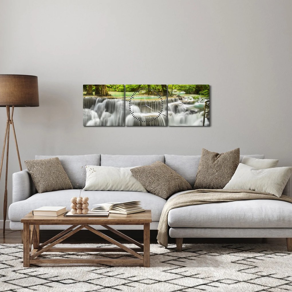 Tablou cu cascade (cu ceas) (90x30 cm)