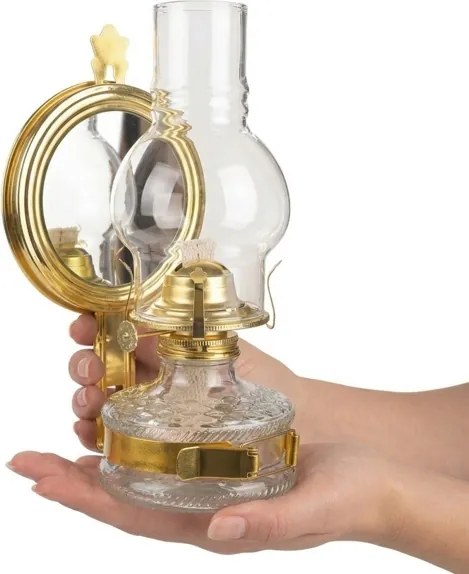 Brilagi - Lampă cu petrol cu oglindă MERLIN, auriu lucios