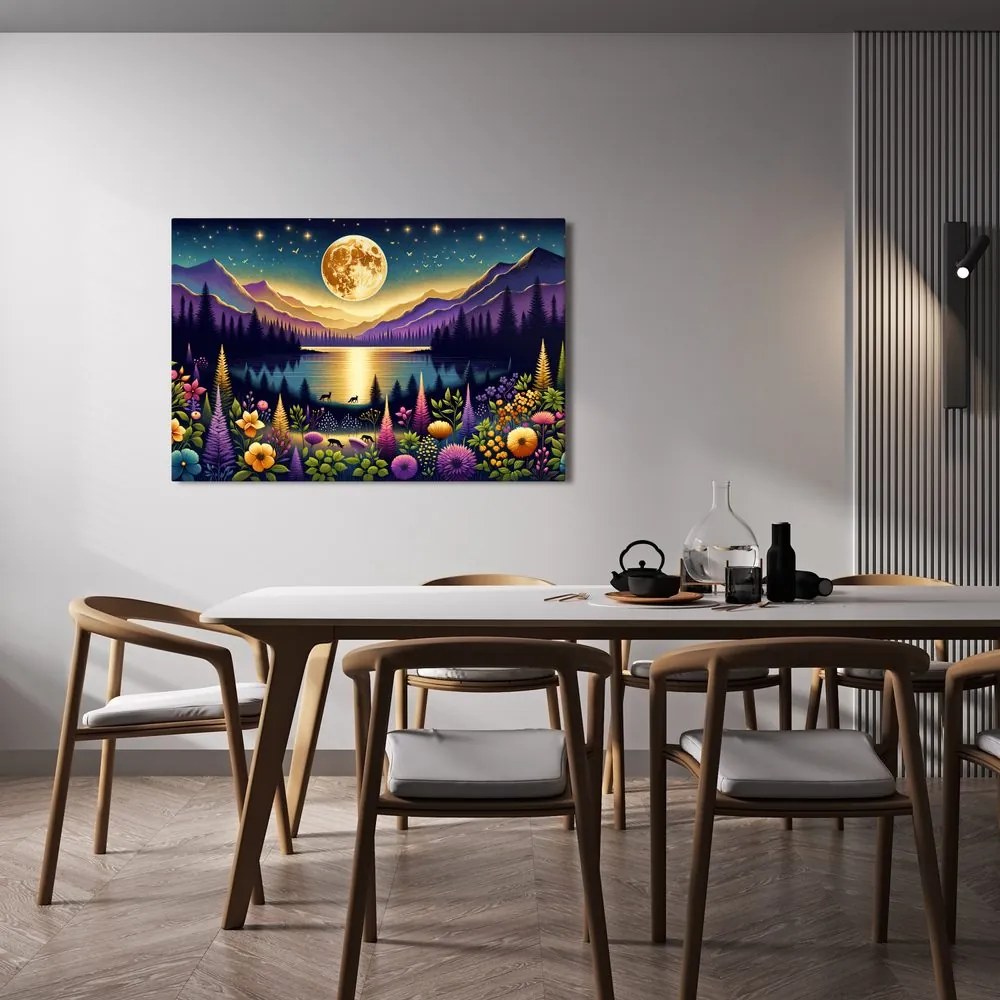 Tablou peisaj romantic cu lună plină