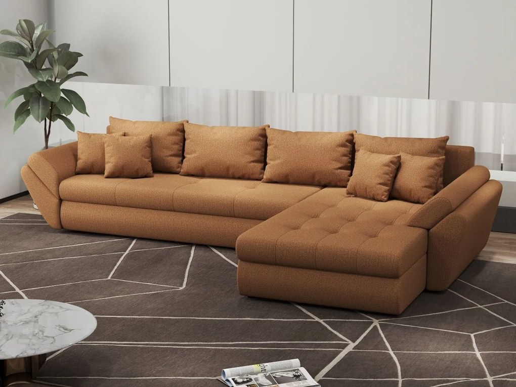 Colțar extensibil dumonde cu ladă de depozitare si sezut confortabil din spuma high-density, Loana XL Enjoy Mango II 335x185 cm
