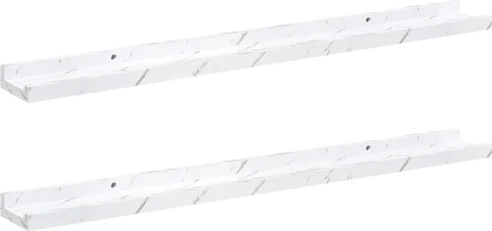 vidaXL Raft de perete 2 pcs Marmură albă 80 x 9 x 3 cm Lemn compozit