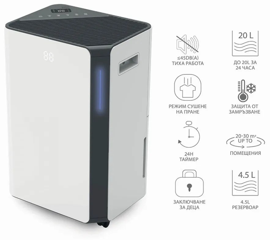 Dezumidificator Muhler MHD-2045DHI, 20L/24h, LED 1008320