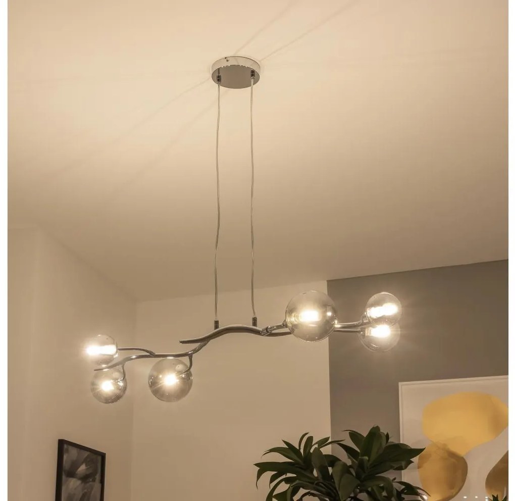 Brilagi - Lustră LED suspendată pe cablu MISTEL 6xG9/3W/230V crom negru/fumuriu