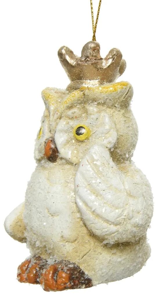 Glob Owl w wing up, Decoris, 5.5x5.5x8 cm, teracota, alb/auriu