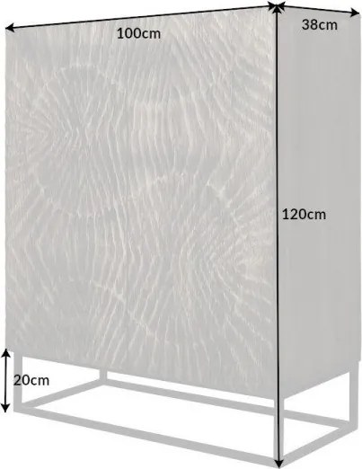 Dulap din lemn Scorpion 120cm Mango, gri