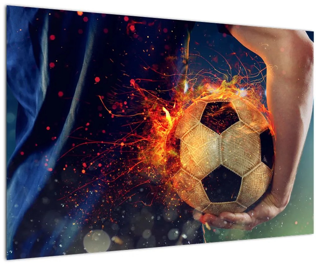 Tablou - Minge de fotbal în flăcări (90x60 cm)