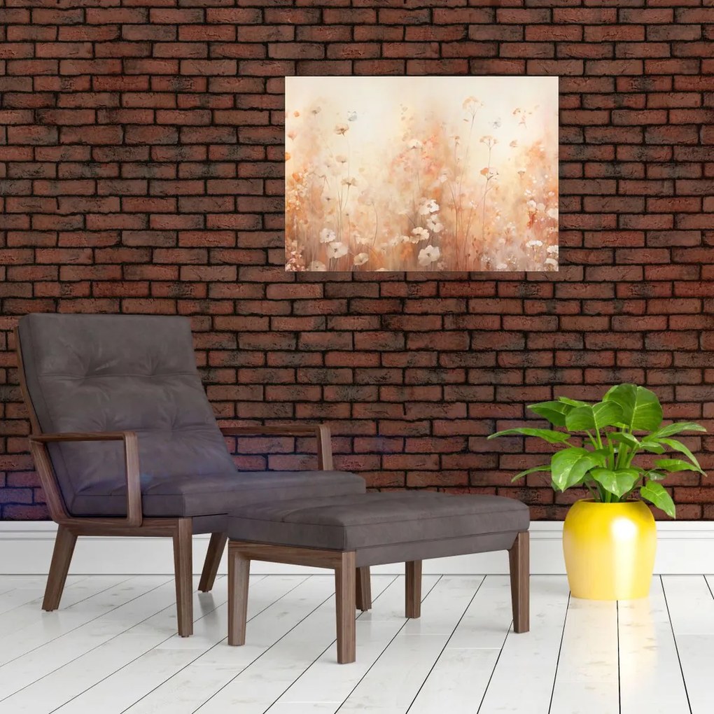 Tablou pe sticlă - Model de flori sălbatice (70x50 cm)