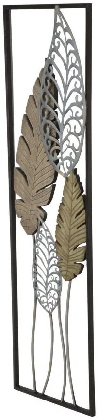 Decoratiune de perete multicolora din MDF si metal, 30,5x2,5x99,5 cm, Leafs Mauro Ferretti