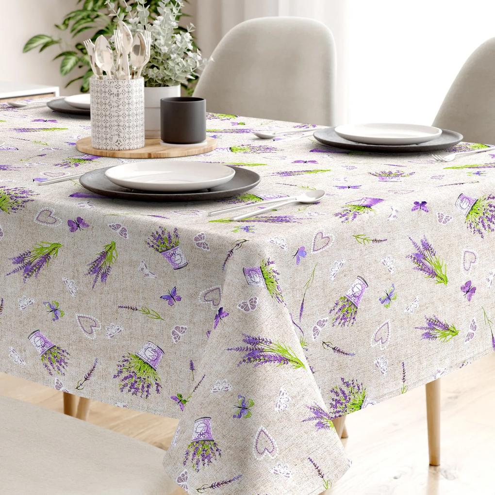 Goldea față de masă decorativă loneta - lavandă înflorită 100 x 100 cm