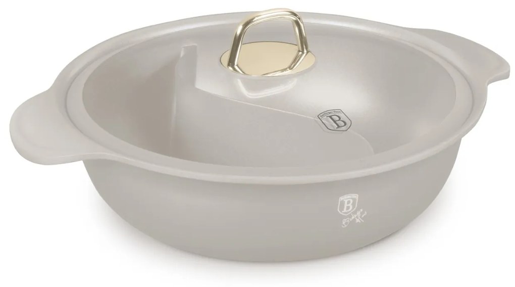 Cratiță cu capac și separator 30 cm, 4.2L – Berlinger Haus Sahara Collection BH 8628, crem, pentru rețete multiple, antiaderentă