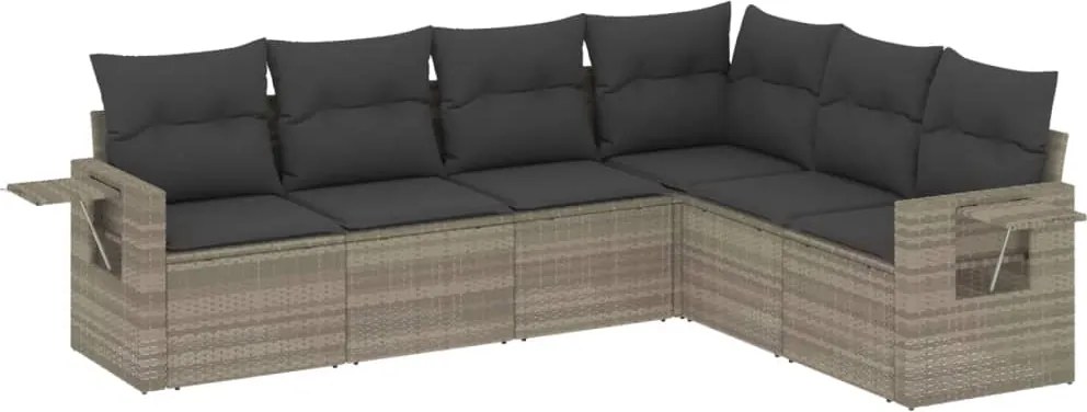 vidaXL Set canapele de grădină cu perne, 6 piese gri deschis poliratan