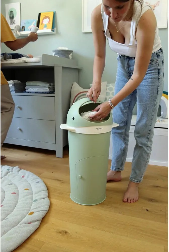Coș de gunoi verde pentru scutece din plastic 25 l Whale – Kindsgut