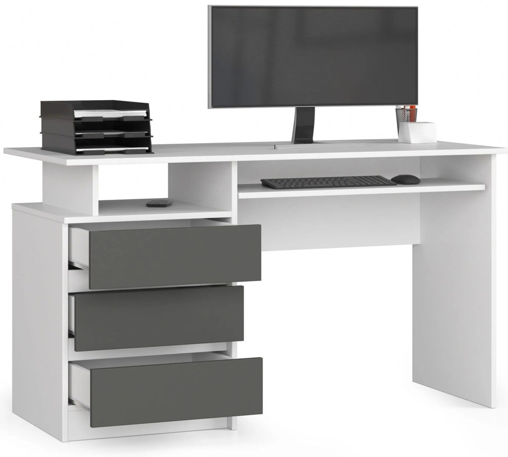 Masă PC Bronte (alb + gri). 1070837