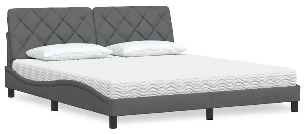 vidaXL Pat cu saltea, gri închis, 180x200 cm, textil