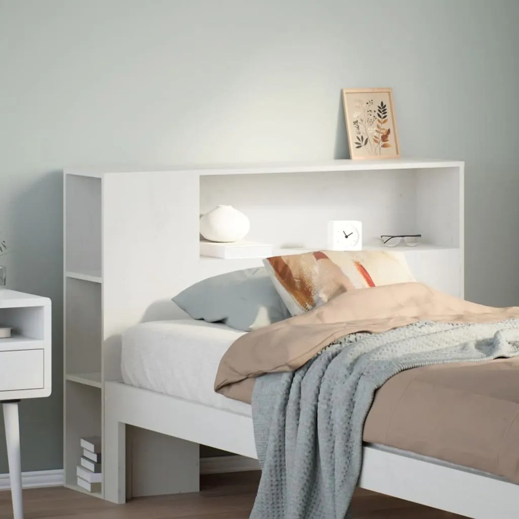 vidaXL Tăblie de pat cu depozitare alb 75 cm lemn masiv de pin