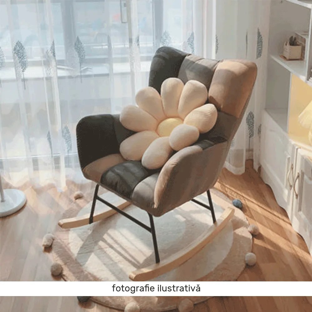Scaun balansoar design, patchwork/gri/bej, KEMARO