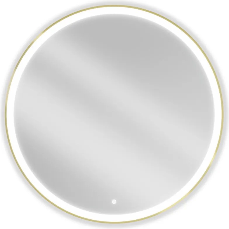 Mexen Esso oglindă de baie iluminată, rotundă 100 cm, LED 6000K, anti-abur, rama aurie - 9825-100-100-611-50