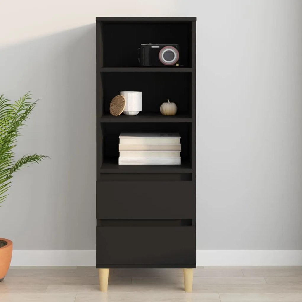 821237 vidaXL Dulap înalt, negru, 40x36x110 cm, lemn compozit