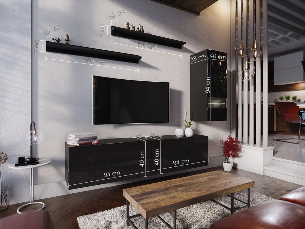 Mobilier living Damot (alb + alb lucios). 1007697