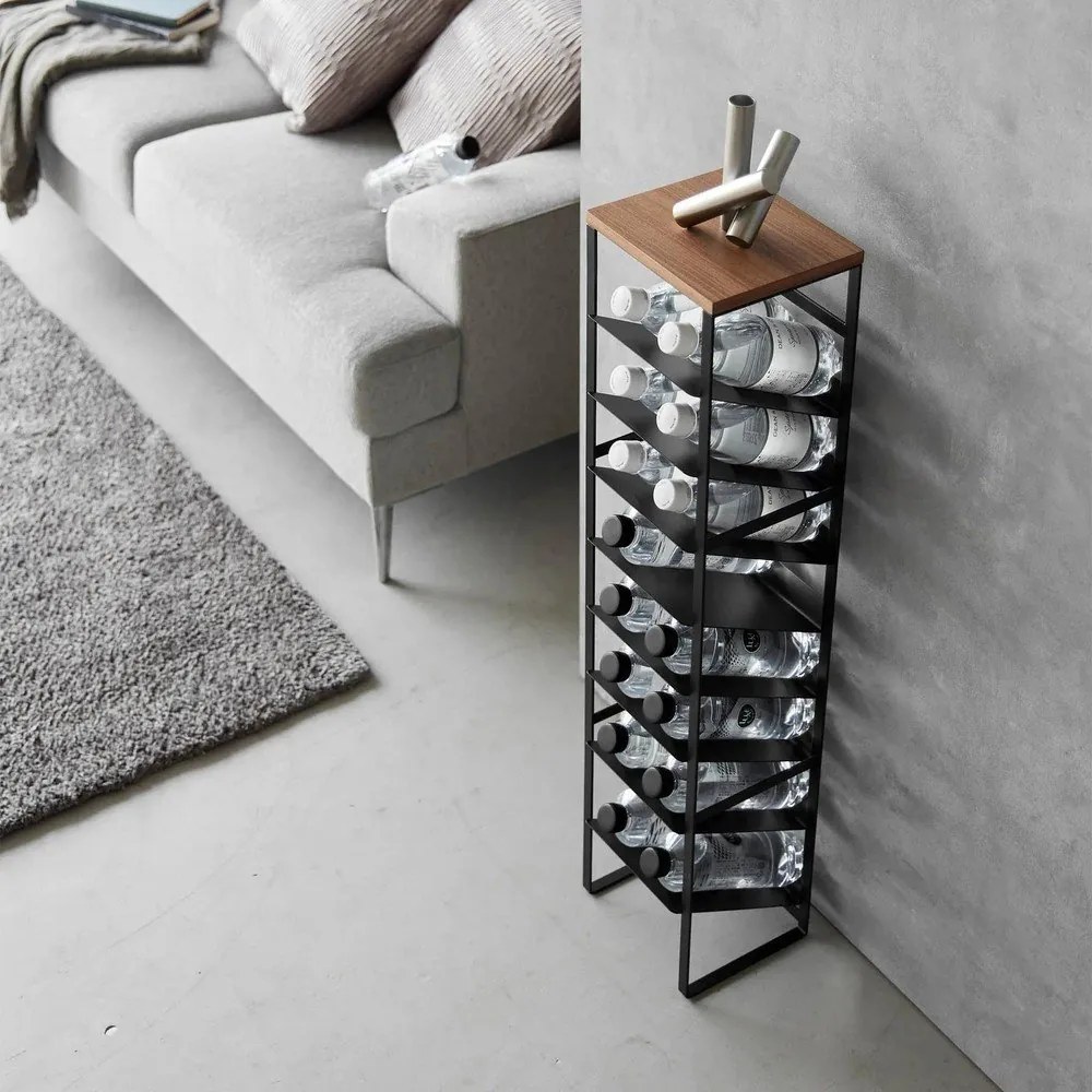 Raft pentru sticle de vin negru din metal număr de sticle 16 20x88,5x19 cm Tower – YAMAZAKI