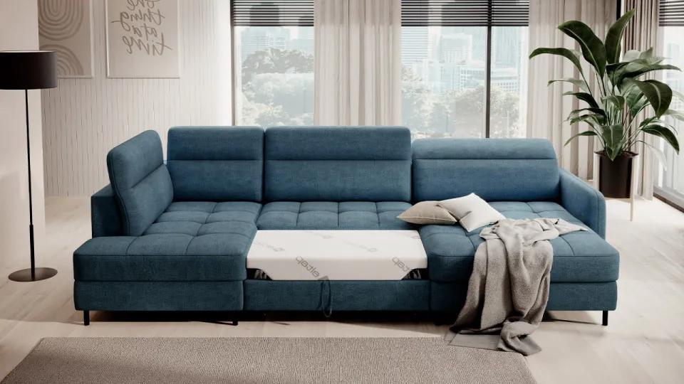 Canapea modulara, extensibila, cu spatiu pentru depozitare, 306x100x165 cm, Berrto R02, Eltap (Culoare: Albastru / Aubron 100)